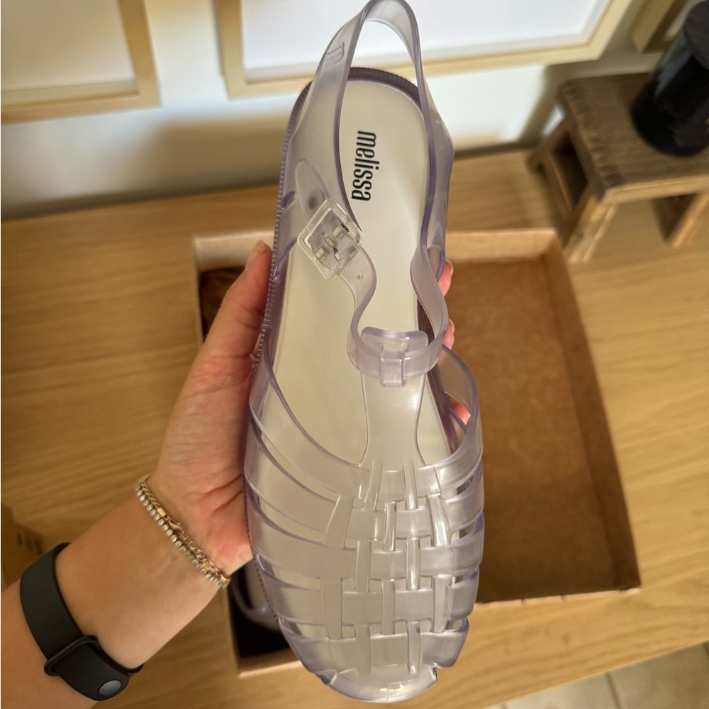 Melissa “Posession” jelly shoes size 8 in clear sandals